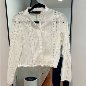 Zara Ivory Lace Accent Jacket